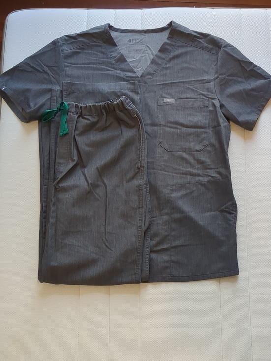 Figs Other - Figs Men's Dark Gray Scrub Top and Pants with Green Drawstring
